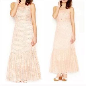 Orange & Cream Polka Dot Ruffle Tiered Maxi Dress Fully Lined NWT - Maison Jules